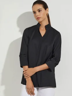 Misook Tops & Tees|Ruche Sleeve Cotton Tunic