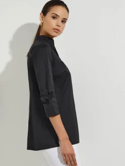 Misook Tops & Tees|Ruche Sleeve Cotton Tunic