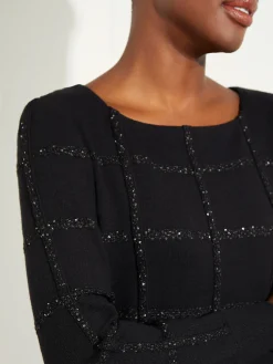 Misook Tops & Tees|Sequin Grid Soft Recycled Knit Tunic