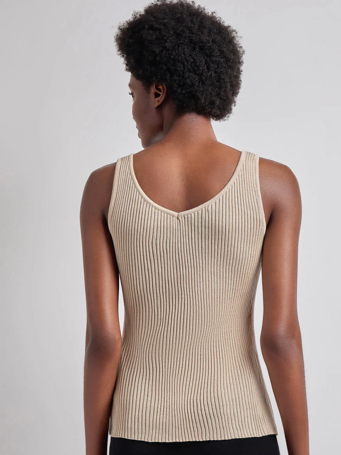 Misook Tops & Tees|Tanks|Shaped Ribbed Knit V-Neck Tank