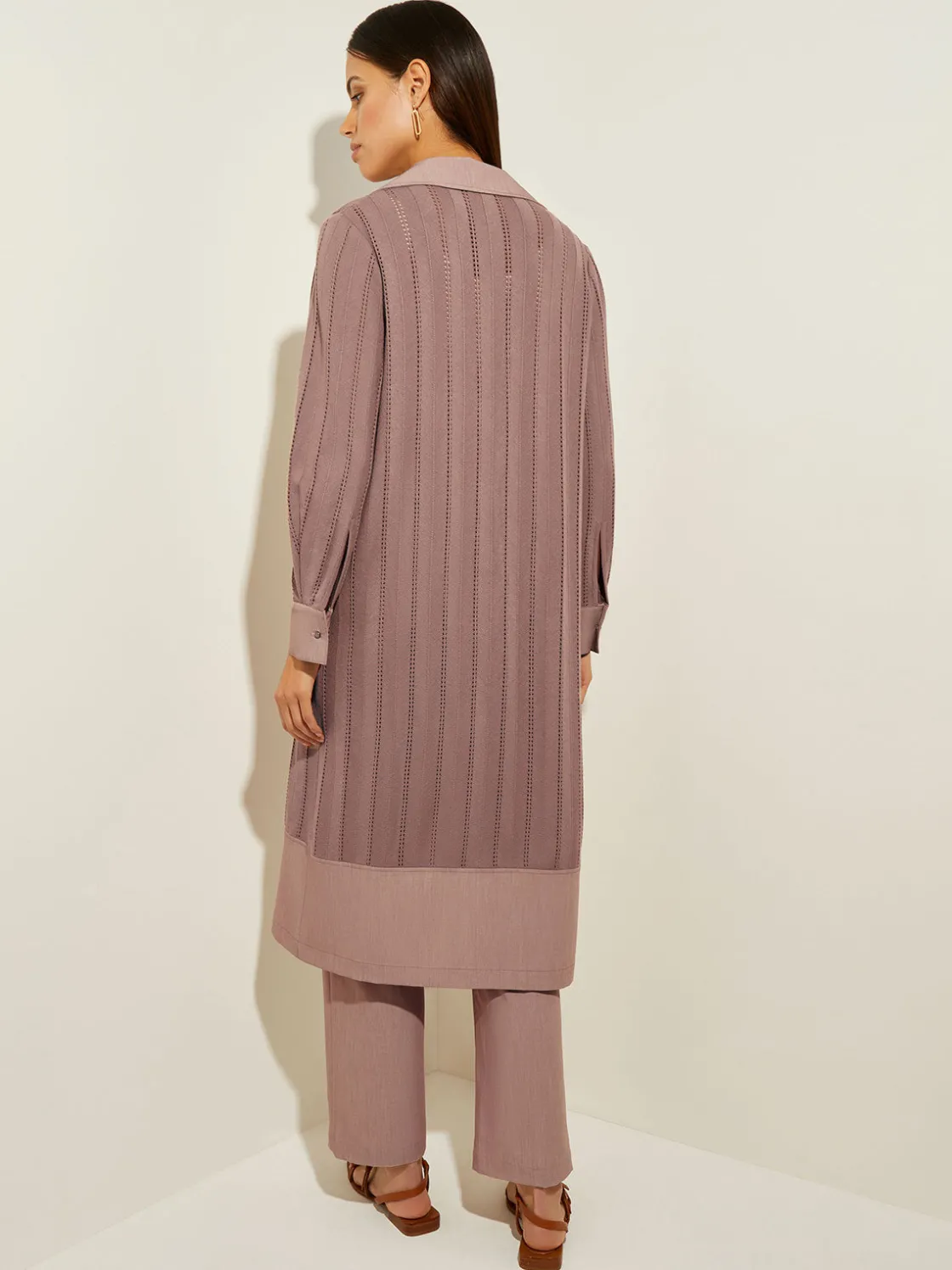 Misook Jackets & Coats|Sheer Duster - Long Brown Coat |