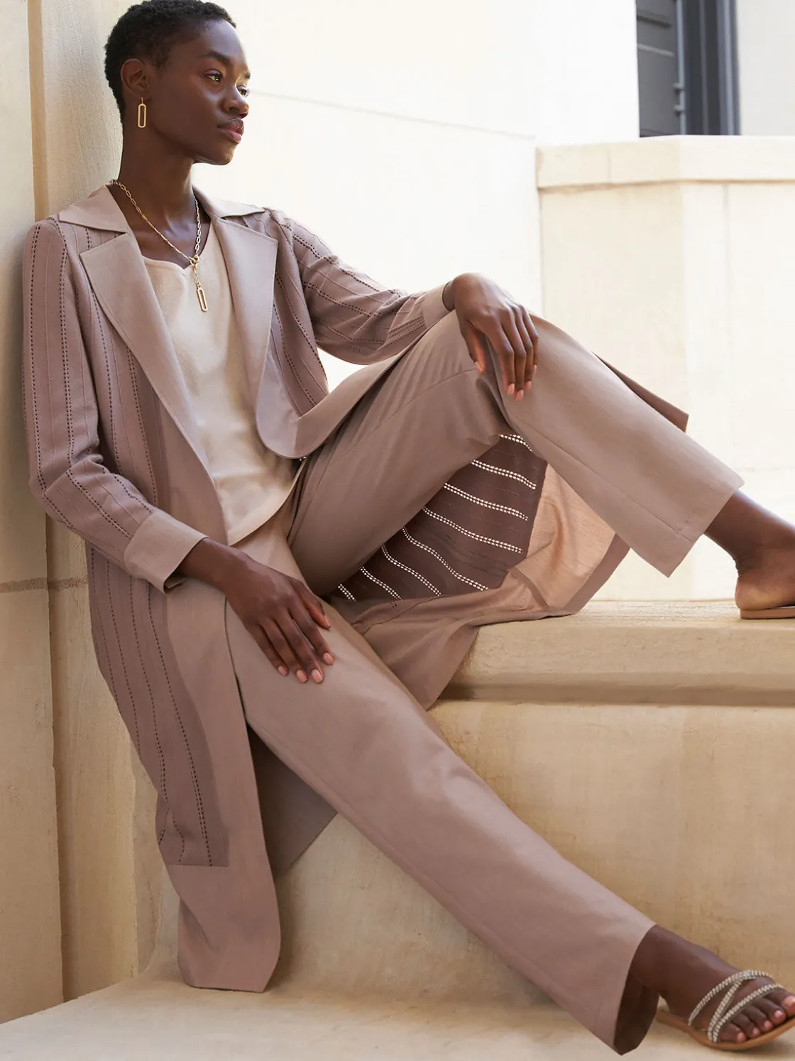 Misook Jackets & Coats|Sheer Duster - Long Brown Coat |