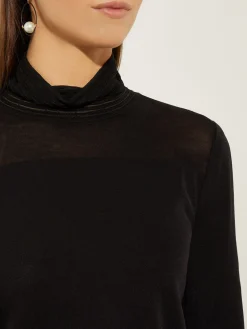 Misook Tops & Tees|Sheer Inset Turtleneck
