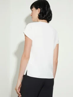 Misook Blouses & Shirts|Tops & Tees|Short Sleeve V-Neck Crepe de Chine Blouse