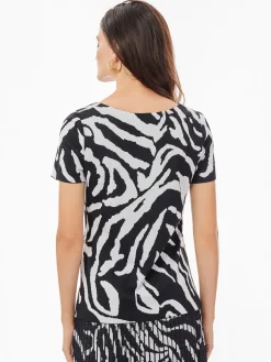Misook Tops & Tees|Short Sleeve Zebra Soft Knit Top