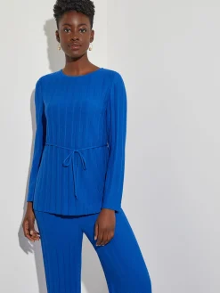 Misook Tops & Tees|Soft Ribbed Knit Tie-Waist Tunic