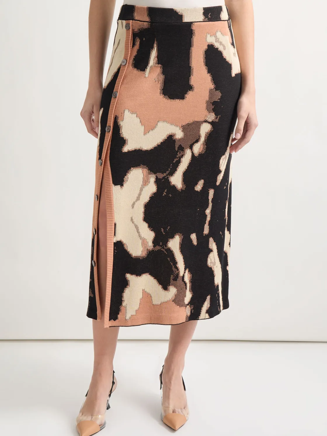 Misook Skirts|Straight Jacquard Soft Knit Midi Skirt