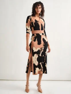 Misook Skirts|Straight Jacquard Soft Knit Midi Skirt