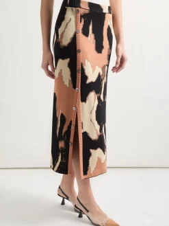 Misook Skirts|Straight Jacquard Soft Knit Midi Skirt