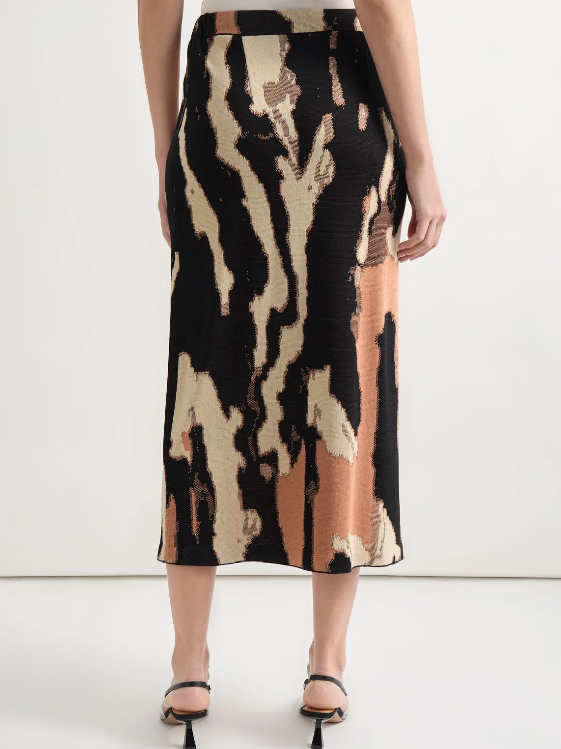 Misook Skirts|Straight Jacquard Soft Knit Midi Skirt