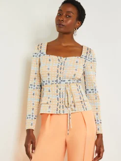 Misook Jackets & Coats|Sweetheart Neck Modern Fit Jacket - Plaid Jacquard Knit