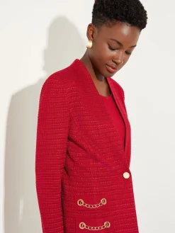 Misook Jackets & Coats|Tailored Fit Chain Detail Textured Knit Blazer