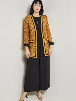 Misook Jackets & Coats|Tailored Fit Jacket - Contrast Trim Tweed Knit