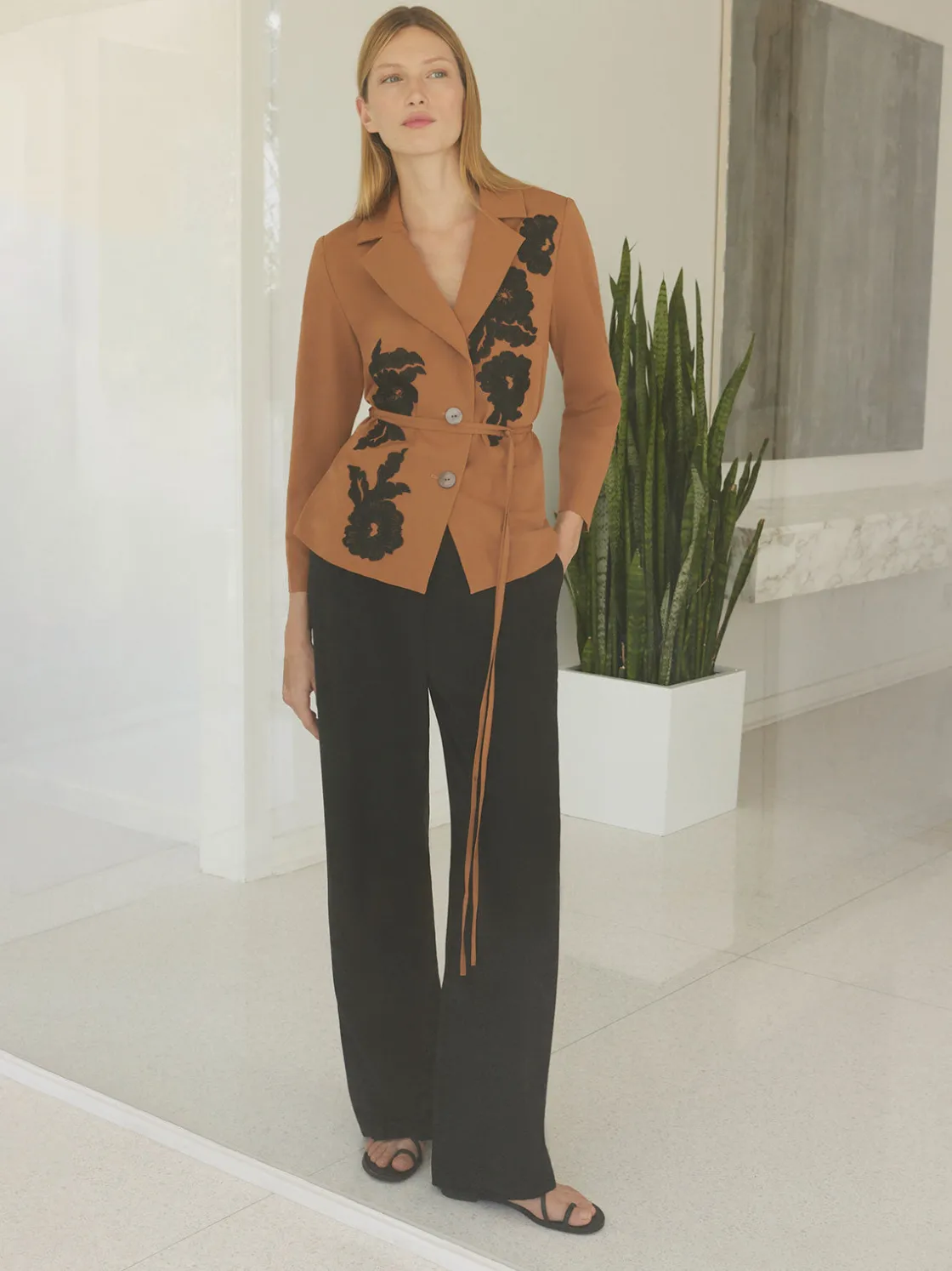 Misook Jackets & Coats|Tailored Fit Jacket - Embroidered Woven Twill