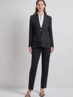 Misook Jackets & Coats|Tailored Fit One-Button Jacquard Knit Jacket