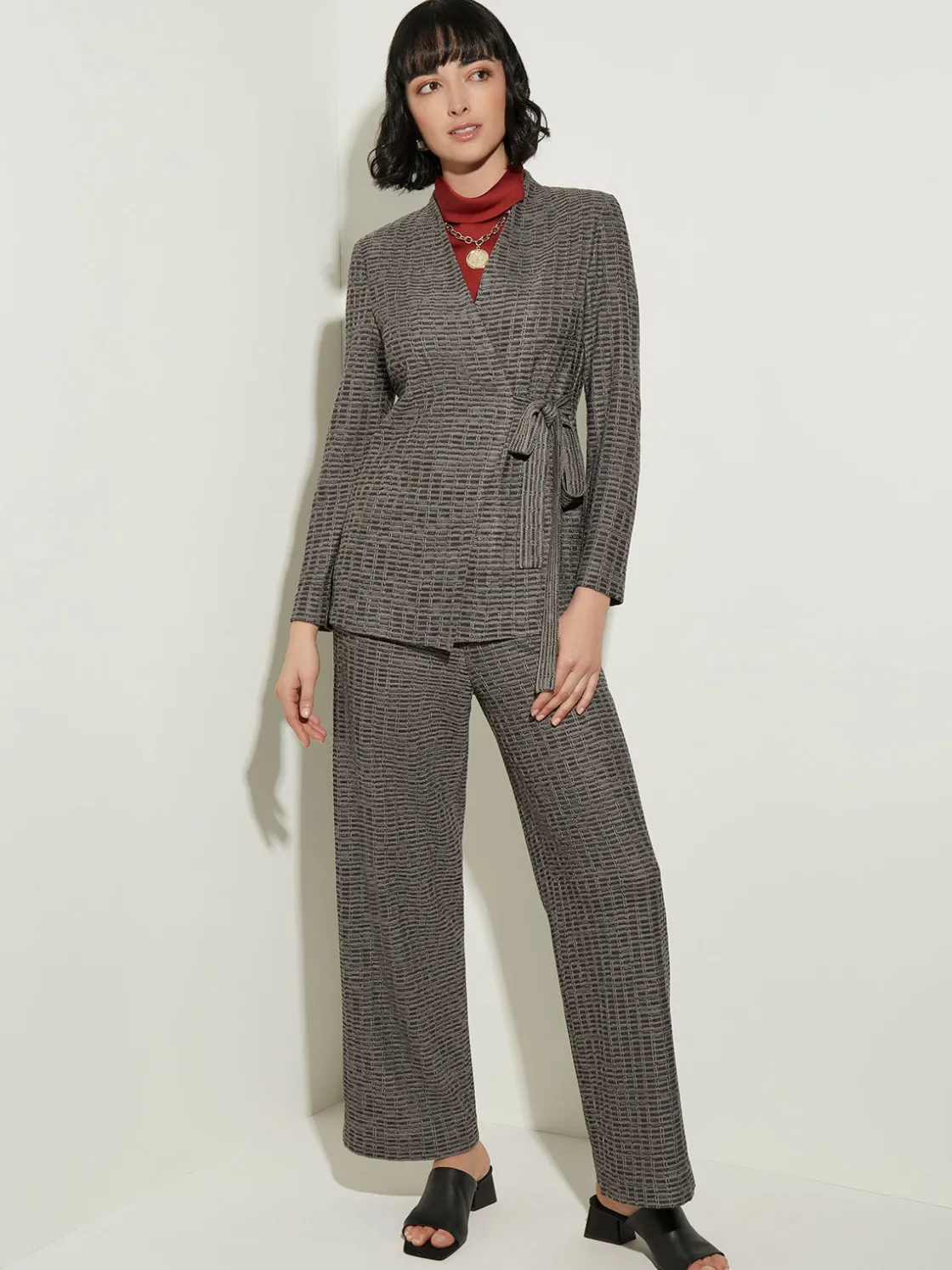 Misook Jackets & Coats|Tailored Fit Tweed Side Tie Knit Blazer