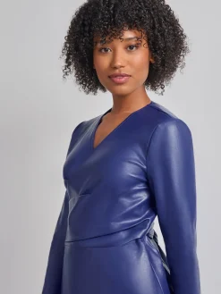 Misook Jackets & Coats|Tailored Fit Vegan Leather Tie Back Jacket