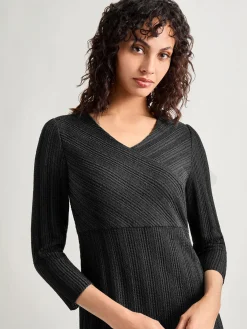 Misook Dresses|Textural Stripe Knit Midi Dress