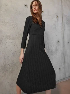 Misook Dresses|Textural Stripe Knit Midi Dress