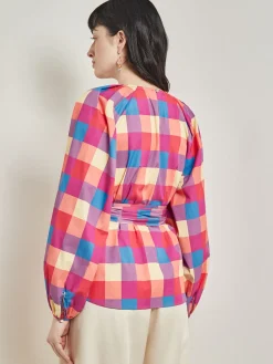 Misook Blouses & Shirts|Tops & Tees|Tie Waist Blouse - Plaid Cotton Blend