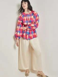 Misook Blouses & Shirts|Tops & Tees|Tie Waist Blouse - Plaid Cotton Blend