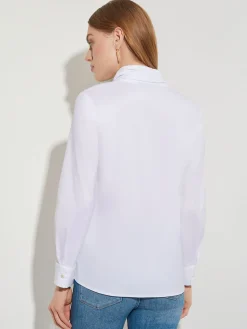 Misook Blouses & Shirts|Tops & Tees|Tie-Neck Cotton Poplin Blouse