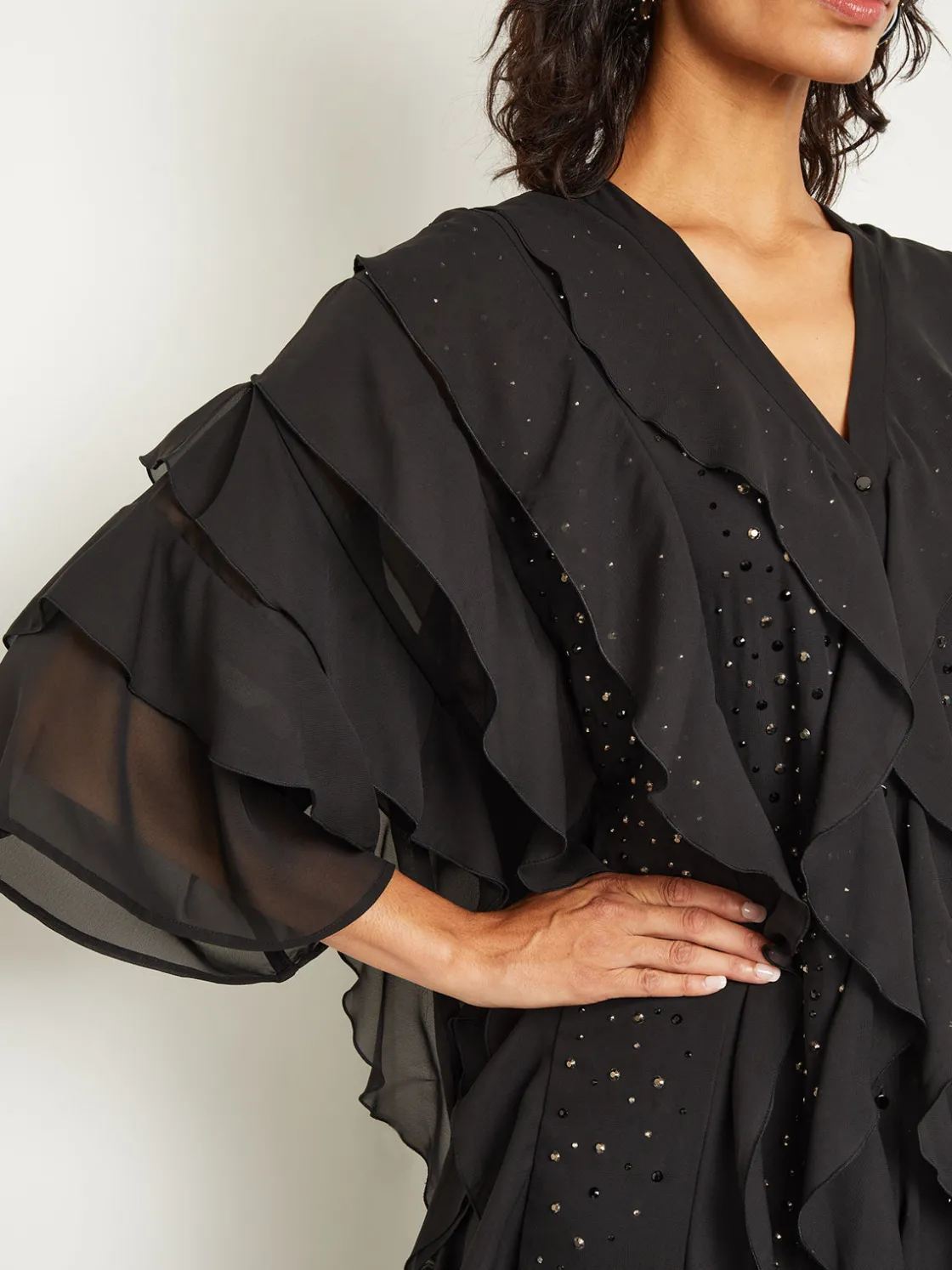 Misook Dresses|Tiered Ruffle Woven Chiffon Maxi Dress