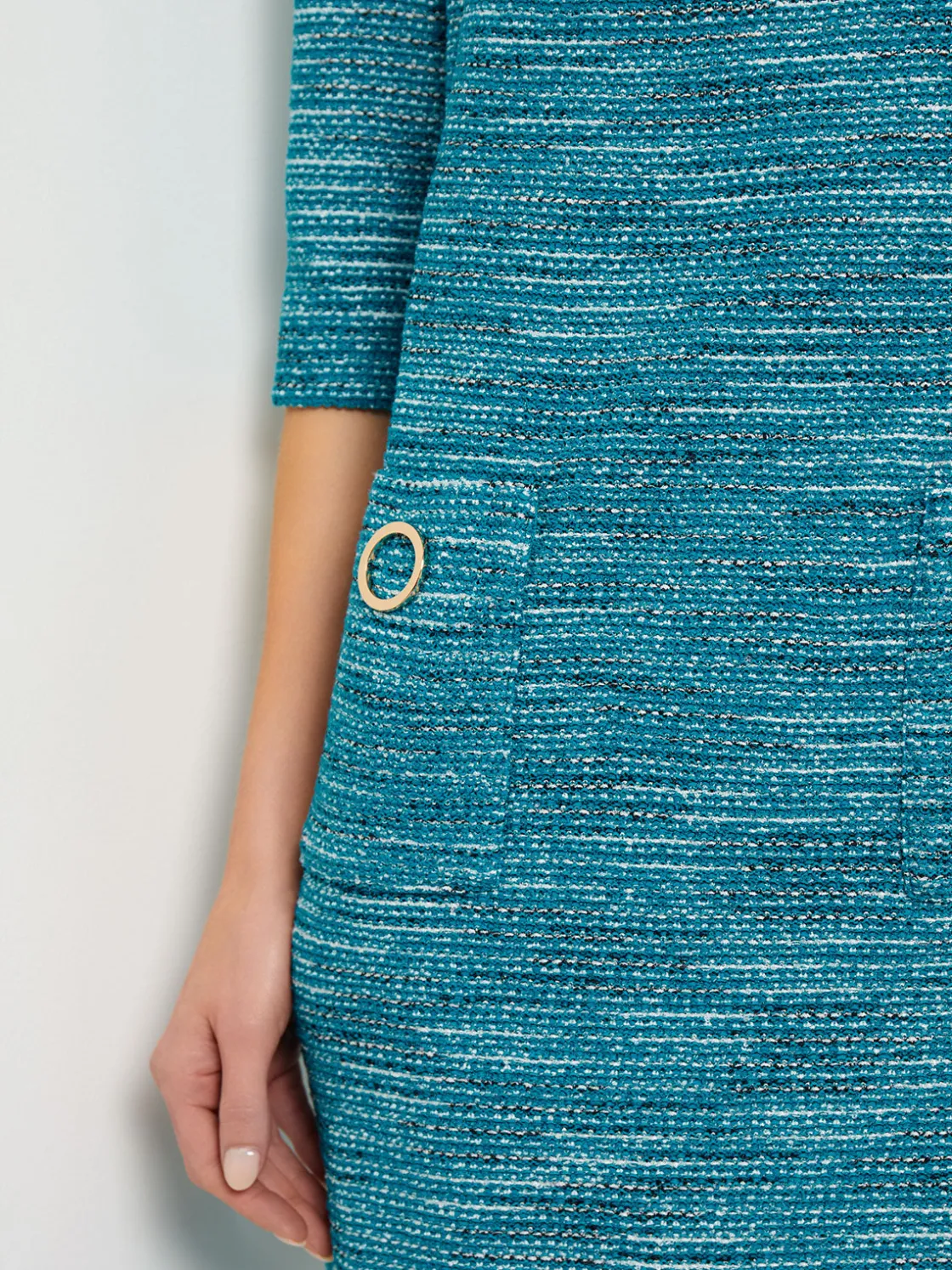 Misook Dresses|Tweed Knit Shift Dress with Pockets