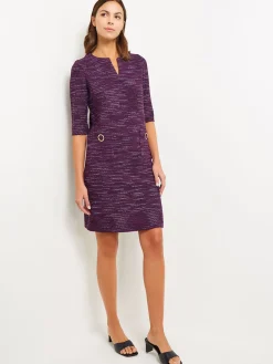 Misook Dresses|Tweed Knit Shift Dress with Pockets