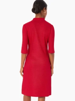 Misook Dresses|V-Neck Textured Knit Flare Dress
