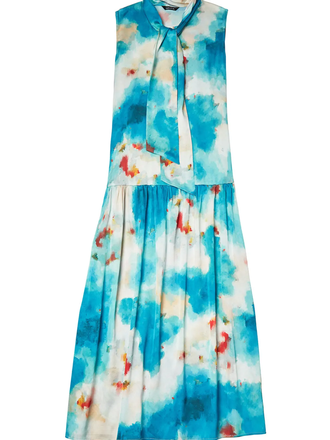 Misook Dresses|Watercolor Removable Shawl Collar Crepe Maxi Dress