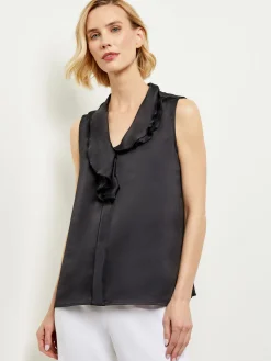 Misook Blouses & Shirts|Tops & Tees|Waterfall Ruffle Crepe de Chine Blouse