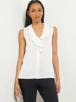 Misook Blouses & Shirts|Tops & Tees|Waterfall Ruffle Crepe de Chine Blouse