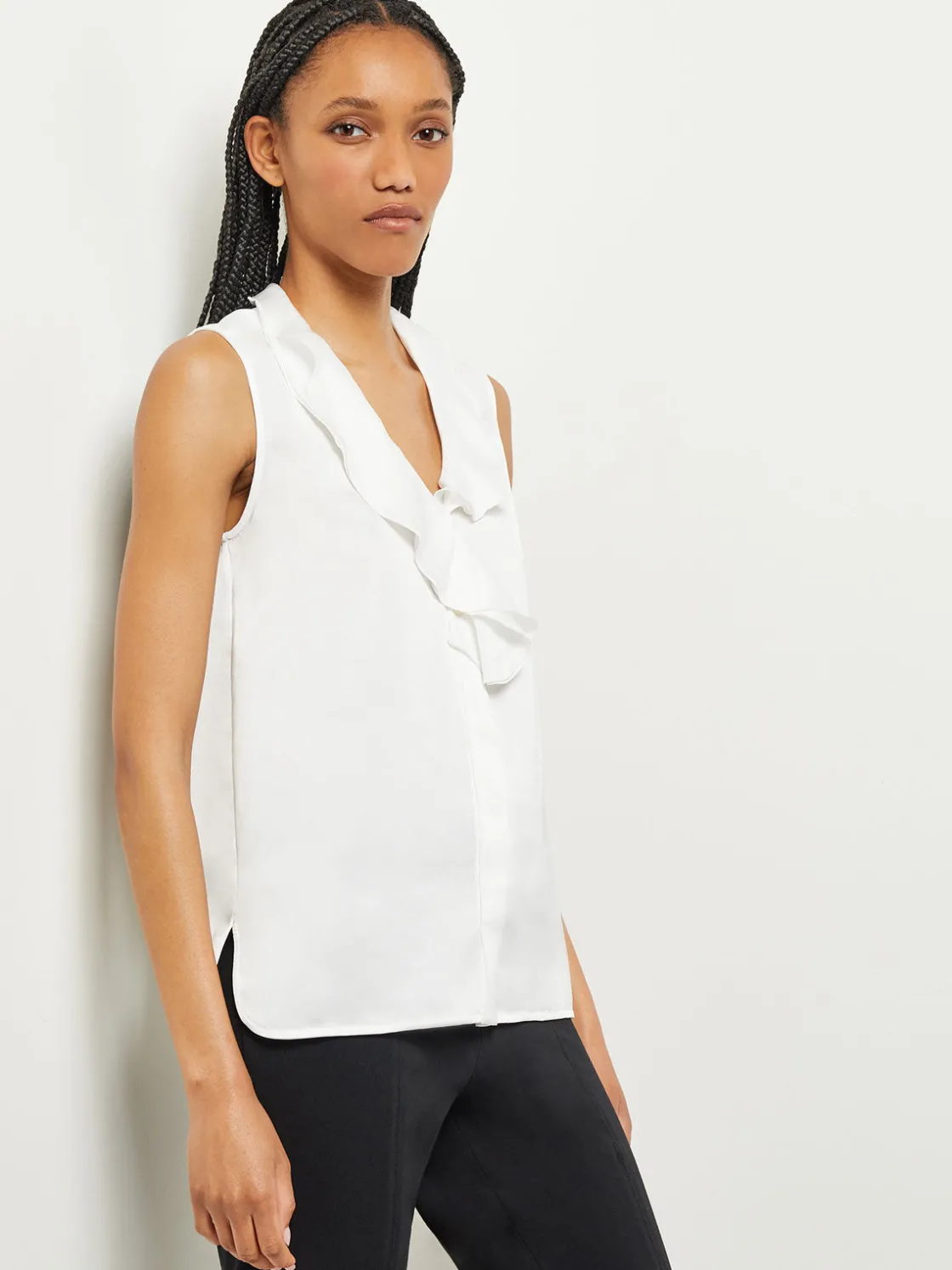 Misook Blouses & Shirts|Tops & Tees|Waterfall Ruffle Crepe de Chine Blouse
