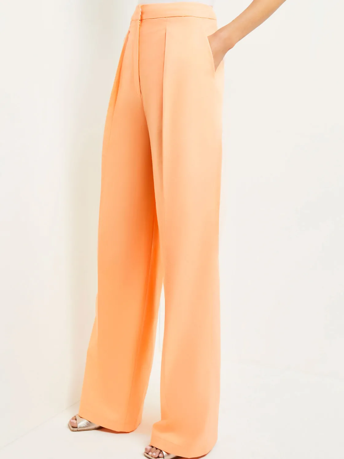Misook Pants & Shorts|Zipper Fly Wide Leg Pants - Faux Cupro Silk